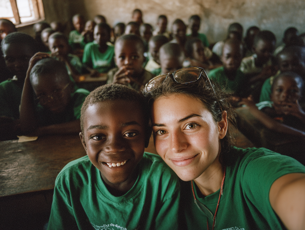 Volunteers engaging with children in Namibia