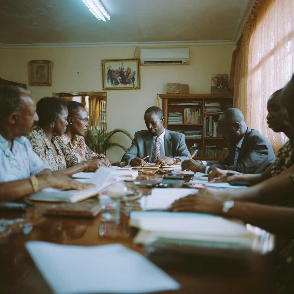 Officials meeting with Megameno team